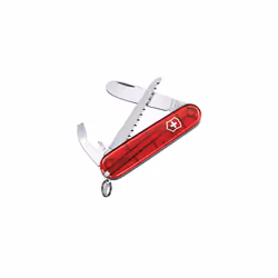 My First Victorinox Kids Swiss Army Knife, Small, Multi Tool, Camping Knife, 9 Functions, Blade, Transparent Red