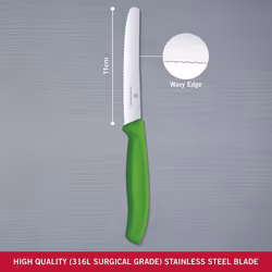 Victorinox 6.7836.L114 Tomato Utility Knife Serrated Edge Green, 11 cm