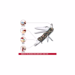 Trailmaster Swiss Army Pocket Knife, Large, Multi Tool, 12 Functions, Large Locking Blade, Camouflage