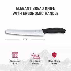 Bread/Pastry Knife Swiss Classic in Gift Box, Stainless Steel, Black, 30 x 5 x 5 cm