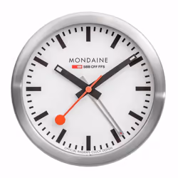 Mondaine A997.MCAL.16SBB, Quartz alarm clock, Silver, 1 pc(s), Aluminium