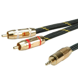 ROLINE GOLD Audio Connection Cable 3.5mm Stereo - 2 x Cinch (RCA), Male - Male 5.0m