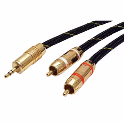ROLINE GOLD Audio Connection Cable 3.5mm Stereo - 2 x Cinch (RCA), Male - Male 5.0m