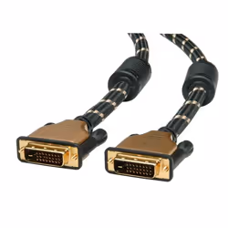 ROLINE GOLD Monitor Cable, DVI M - DVI M, (24+1) dual link 10 m, 10 m, DVI-D, DVI-D, Male, Male, Black, Gold