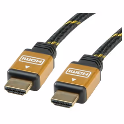 ROLINE GOLD HDMI High Speed Cable, HDMI M - HDMI M 15 m, 15 m, HDMI Type A (Standard), HDMI Type A (Standard), Black, Gold