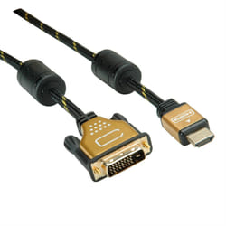 ROLINE 11.04.5891 video cable adapter 2 m HDMI DVI Black, Gold