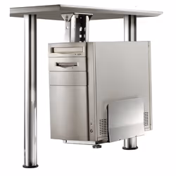 ROLINE PC Holder, silver, Desk-mounted CPU holder, 30 kg, Silver, Steel