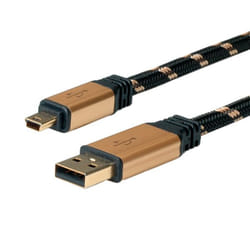 ROLINE GOLD USB 2.0 Cable, A - 5-Pin Mini, M/M 0.8 m