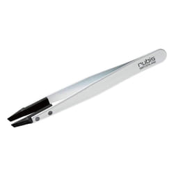 Rubis Classic Techno Stainless Steel Tweezers for Precise Eyebrows and Hair Removal Slanted Polymer Tips  1KS105  White Rubis Switzerland Swiss Made W