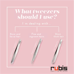 Rubis Evolution Swiss Cross Stainless Steel Tweezers Combined Pointed/Slanted Tips for Precise Eyebrows and Hair Removal  1K901 Rubis Switzerland Swis