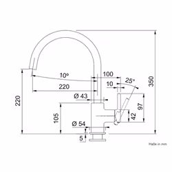 Franke 115.0626.020 Lina XL - Onyx Tap for Kitchen Sinks with Fixed spout XL-onyx-115.0626