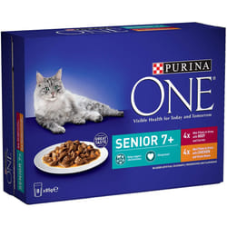 Purina One Senior 7+ Adult Wet Cat Food Mini Fillets In Gravy With Chicken And Green Beans, 5 x (8 x 85g)
