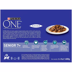 Purina One Senior 7+ Adult Wet Cat Food Mini Fillets In Gravy With Chicken And Green Beans, 5 x (8 x 85g)