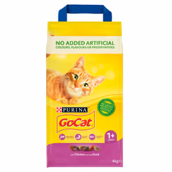Go Cat Chicken & Duck Complete Dry Adult Cat Food Biscuits Large 4kg By Purina