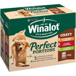 Winalot Pouch Adult Dog Selection In Gravy Chk & Carrots Beef & Pots And Lamb & Carrots 12x100g (Pack of 4)