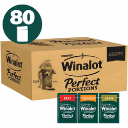 WINALOT Dog Food Mixed in Gravy 80 Pouches x 100 Grams Balanced Pet Food