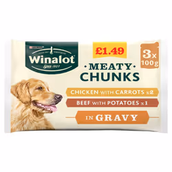WINALOT Adult Dog Food Pouch Mixed in Gravy 3 x 100g (Pack of 12)