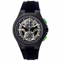 Bulova Maquina Chronograph Black Dial Black Strap Quartz 98B381 Men's Watch