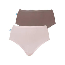 2 Pack Sloggi Originals Hikini Full Briefs Womens Ladies Underwear Undies Panties High Waisted Bikini - Pink/Brown, 14