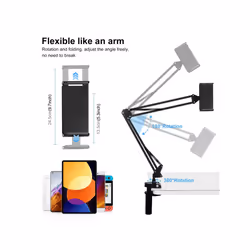 PULUZ  Live Broadcast Desktop Arm Stand Suspension Clamp Holder with Tablet PC Clamp(Black)