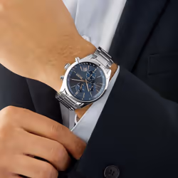 Hugo Boss 1513478 Grand Prix Blue Face Silver Men's Watch