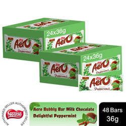 Aero Bubbly Peppermint Mint Chocolate Bar 36g, 48 Pack