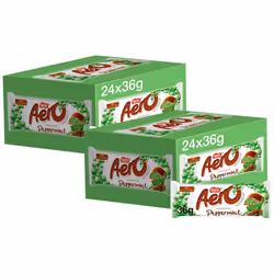 Aero Bubbly Peppermint Mint Chocolate Bar 36g, 48 Pack