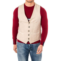 Chaleco De Punto Fino Con CinturÃ³n Ajustable Cuello De V Hmja11 Para Hombre - beige, 46