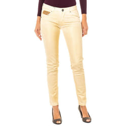 PantalÃ³n ElÃ¡stico Efecto Brillante Con Bajos Con Corte Pitillo Hwt012 Para Mujer - gold, 32-USA