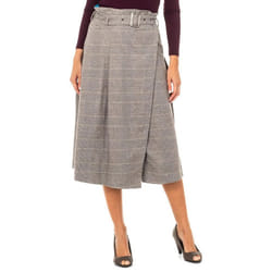 Falda De Corte Acampanado Y Cintura Alta Con CinturÃ³n De Hebilla Iwk002 Para Mujer - gray, 40