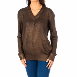 Jersey Manga Larga Cuello De Pico Kws005 Para Mujer - brown, 2