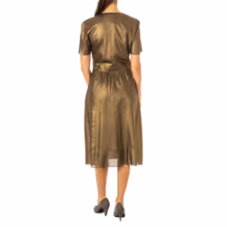 Vestido Manga Corta Cuello De Pico Kwd007 Para Mujer - brown, 3
