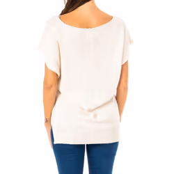 Jersey Manga Corta Y Cuello En Pico Lws007 Para Mujer - white, 2