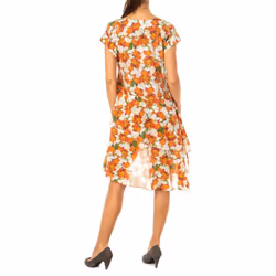 Vestido De Manga Corta Y Ancha Con Cuello En Pico Lwd008 Para Mujer - multicolor, XS