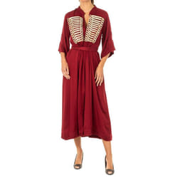 Vestido Mangas Anchas 3/4 Con Cuello Estilo Mao Lwdg30 Para Mujer - deep carmine, 5
