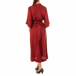 Vestido Mangas Anchas 3/4 Con Cuello Estilo Mao Lwdg30 Para Mujer - deep carmine, 5