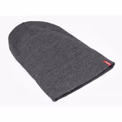 Levi Knitted EU11 Slouchy Beanie ~ Red Tab grey