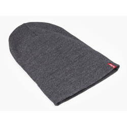 Levi Knitted EU11 Slouchy Beanie ~ Red Tab grey