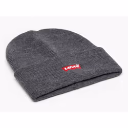 Levi Knitted EU11 Cuff Beanie ~ Red Batwing grey