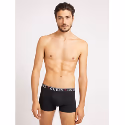 Guess 3 Pack Boxer Trunks Stretch Cotton with Logo Band - Black - Black, M