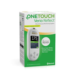 Verio Reflect Blood Glucose Monitoring System for Diabetes I 1 Blood Glucose Meter I 10 Blood Glucose Test Strips I 1 Lancing Device I 10 sterile