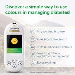 Verio Reflect Blood Glucose Monitoring System for Diabetes I 1 Blood Glucose Meter I 10 Blood Glucose Test Strips I 1 Lancing Device I 10 sterile