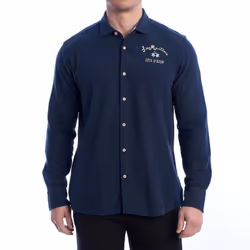 Camisa Manga Larga PiquÃ© Ymc036-js394 Para Hombre - blue, 3XL