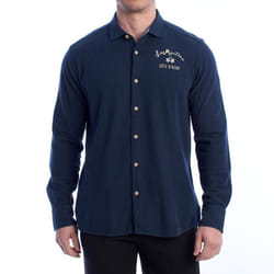 Camisa Manga Larga PiquÃ© Ymc036-js394 Para Hombre - blue, 3XL