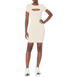 GUESS Women's Short Sleeve Eco Lana Dress  Cream White  Small