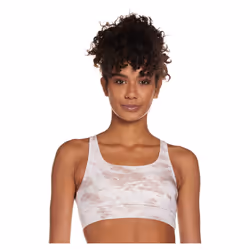 GUESS Women's Active Medium Support Marble Print Sports Bra  Allover D
