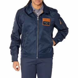 GUESS Men's Ace Satin Powers Bomber Jacket Powerberry
