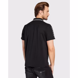 GUESS Men's Essentials Short Sleeve Paul Pique Tape Polo  Jet Black A9