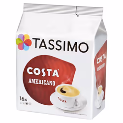 Tassimo Costa Americano Coffee Pods (Case of 5, Total 80 pods, 80 servings)
