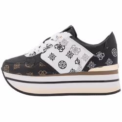 Guess Hindle 4g Peony Logo White Black Faux Leather Womens Platform Trainers - 7 UK 40 EU 9.5 US
